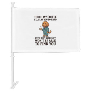 Funny Coffee Dog Vintage Engraving Shirt Design_1 Car Flag