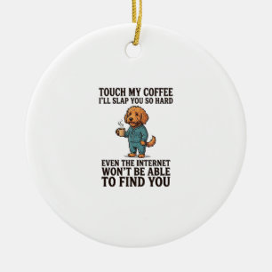 Funny Coffee Dog Vintage Engraving Shirt Design_1 Ceramic Ornament