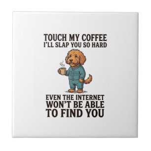 Funny Coffee Dog Vintage Engraving Shirt Design_1 Ceramic Tile