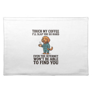 Funny Coffee Dog Vintage Engraving Shirt Design_1 Cloth Placemat