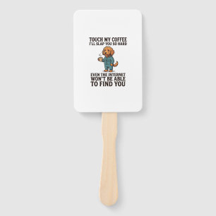 Funny Coffee Dog Vintage Engraving Shirt Design_1 Hand Fan