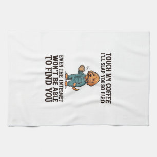 Funny Coffee Dog Vintage Engraving Shirt Design_1 Kitchen Towel