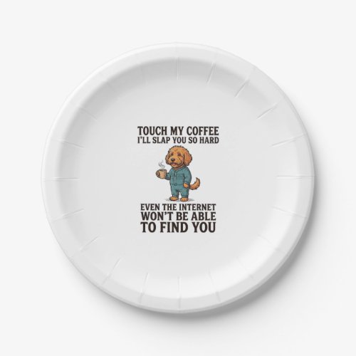 Funny Coffee Dog Vintage Engraving Shirt Design_1 Paper Plates