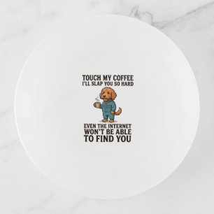 Funny Coffee Dog Vintage Engraving Shirt Design_1 Trinket Tray