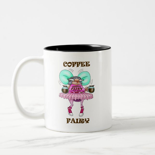 Funny Coffee Fairy Humor Mug (Left)