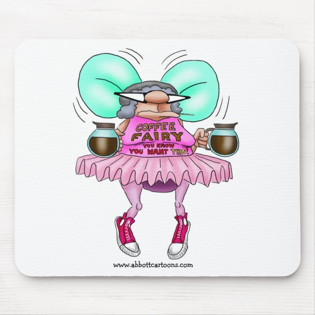 Funny Coffee Fairy Mouse Pad (Front)