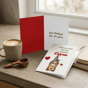 Funny Coffee Gnome Valentine Card – For Him
