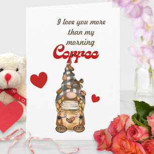 Funny Coffee Gnome Valentine Card – For Him