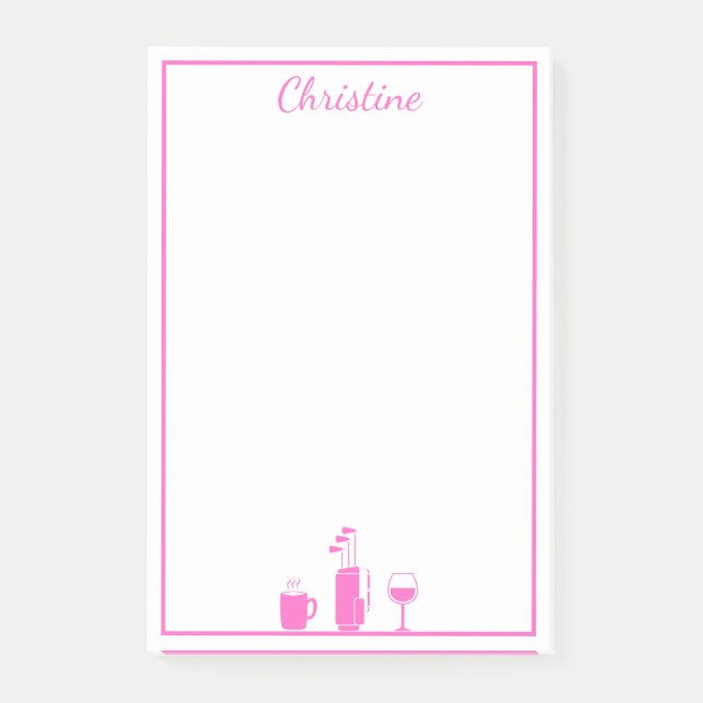 Funny Coffee Golf Wine Personalized Post-it Notes (Front)