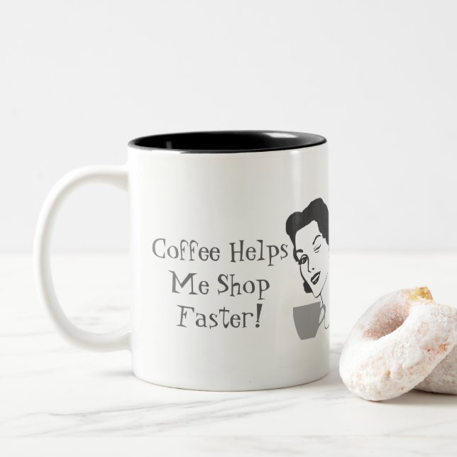 Funny Coffee Helps Me Shop Faster Mug (With Donut)