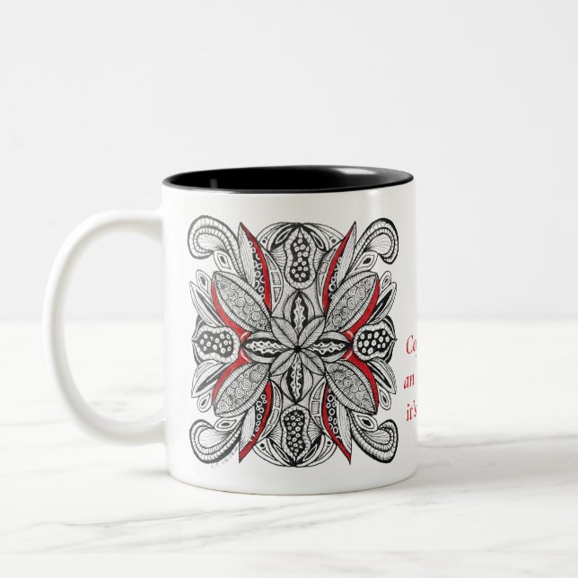 Funny Coffee Hobby Quote Custom Monogram Mug Gift (Left)