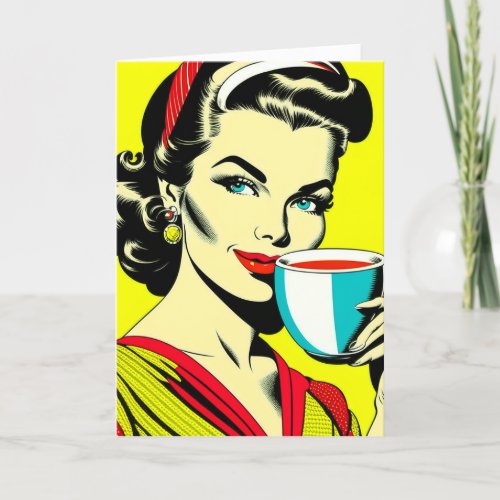 Funny Coffee Humor  Retro Lady Friendship Card