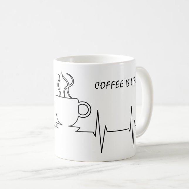 Funny Coffee is Life EKG Mug (Front Right)