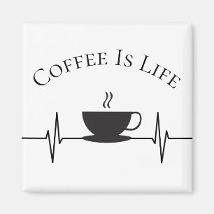 Funny Coffee Is Life Heartbeat Novelty Magnet