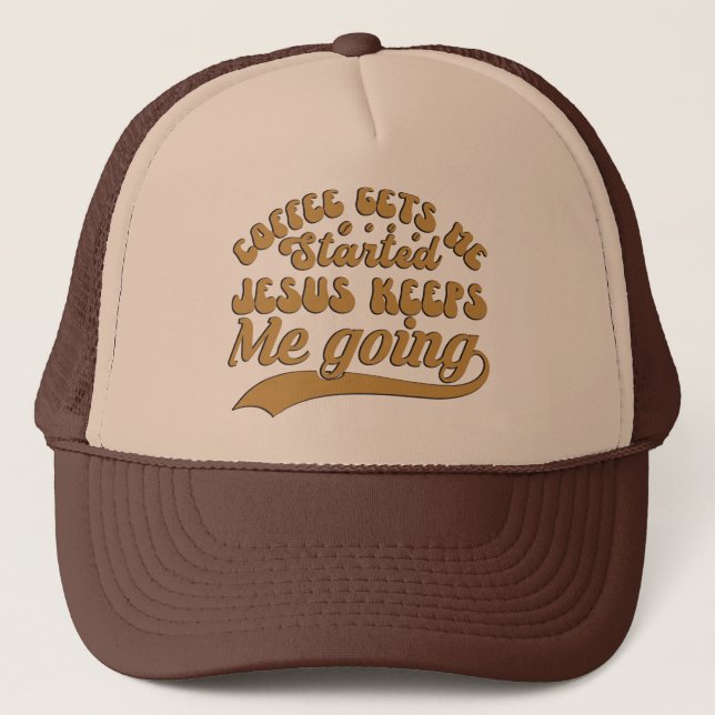 Funny coffee Jesus word art Trucker Hat (Front)