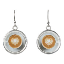 Funny Coffee Lover Latte Art Cappuccino Earrings