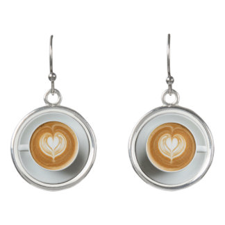 Funny Coffee Lover Latte Art Cappuccino Earrings