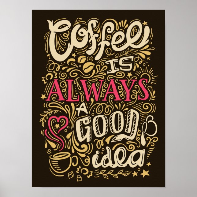 Funny Coffee Lover Quotes poster for Cafe and Shop (Front)