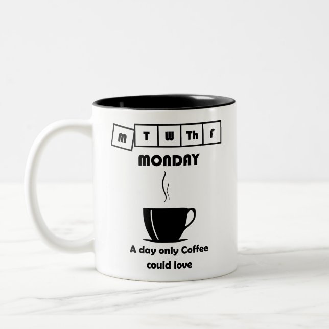 Funny Coffee Monday Meme Mug (Left)