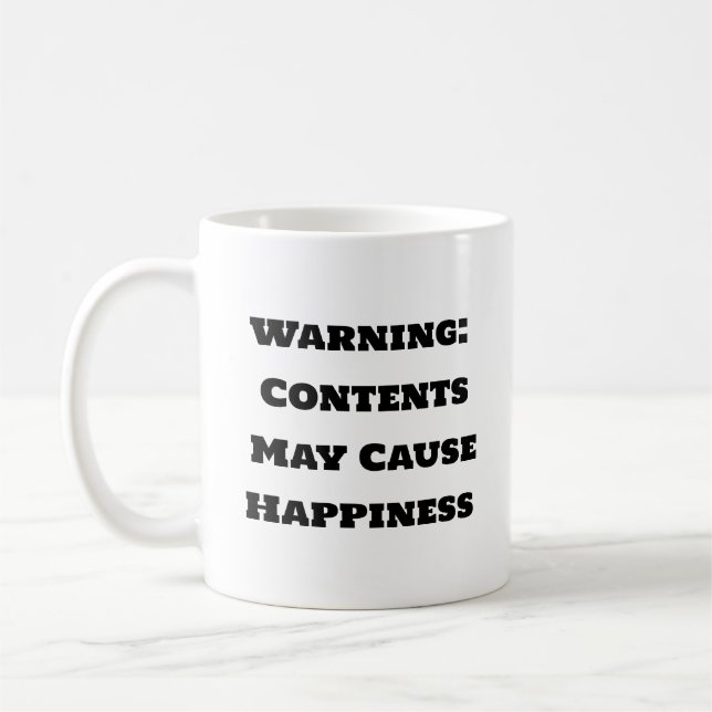 Funny Coffee Mug - Warning Contents May Cause Happ (Left)