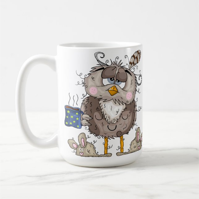 Funny Coffee Mugs - Sleepy Owl Wake Up Mug - Gifts (Left)
