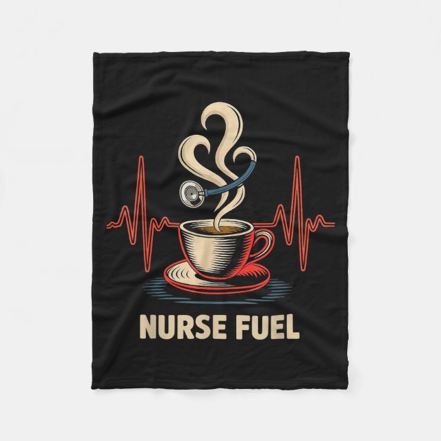 Funny Coffee Nurse Ekg Nurses Energy Caffeine Love Fleece Blanket (Front)