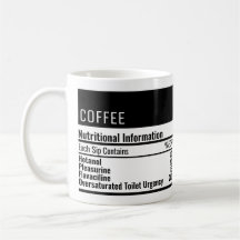 Funny coffee nutritional information coffee mug