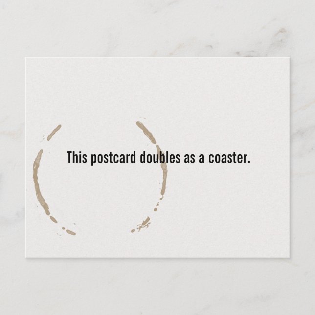 Funny Coffee Postcard, coaster, stain, minimalist Postcard (Front)