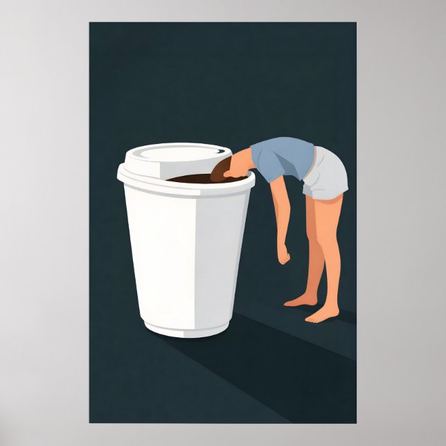 Funny Coffee Poster, Minimalist Humor Print (Front)