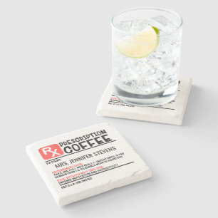 Funny Coffee Prescription Personalized Name Stone Coaster