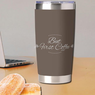 Funny coffee quote in brown