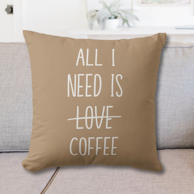 Funny Coffee Quote Simple Minimalist Throw Pillow (In situ)