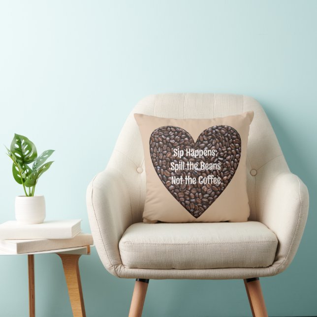 Funny Coffee Quote Throw Pillow (Chair)