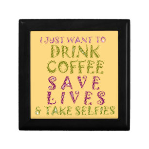 Funny Coffee Selfie Quote Design Gift Box