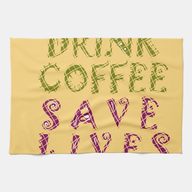 Funny Coffee Selfie Quote Design Kitchen Towel (Horizontal)