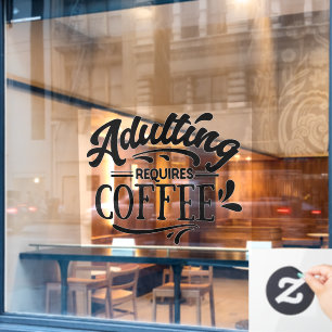 funny coffee shop word art window cling