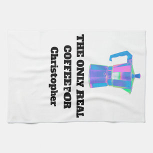 Funny Coffee Snob Custom Name Bright Sarcastic Kit Kitchen Towel