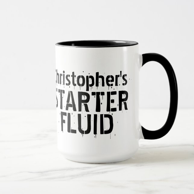 Funny Coffee Starter Fluid Personalized Name Mug (Right)