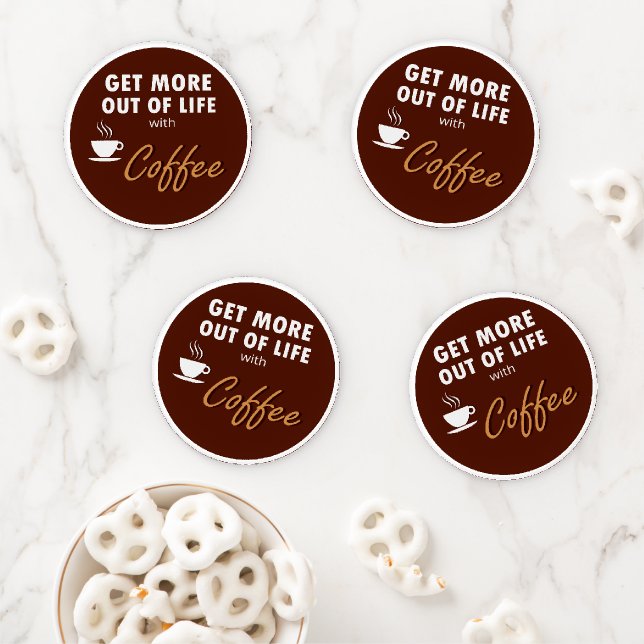 Funny Coffee Theme Drink And Beverage Coaster Set (In Situ)