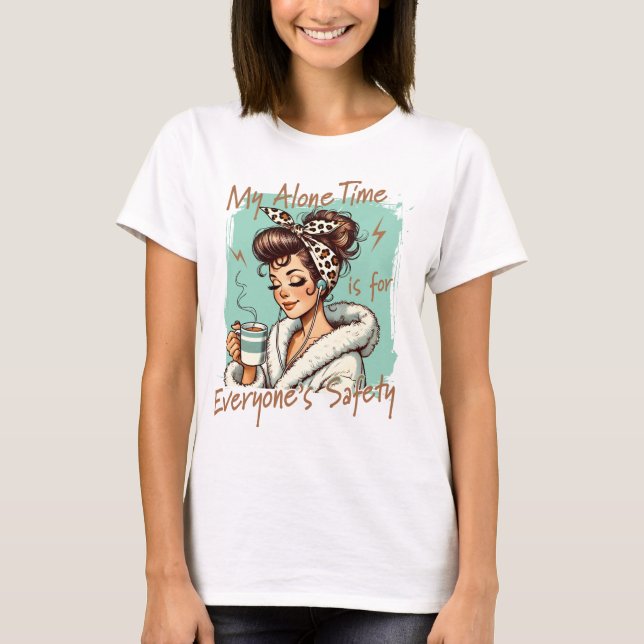 Funny Coffee Time Girl in the Morning Teal T-Shirt (Front)