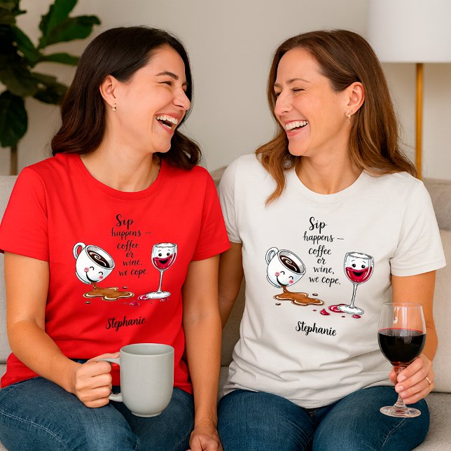 Funny Coffee & Wine Lovers Personalized T-Shirt (Creator Uploaded)