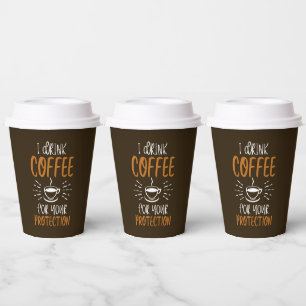 Funny coffee word art paper cups
