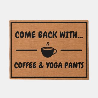 Funny Coffee & Yoga Humor Minimalist Rustic Brown