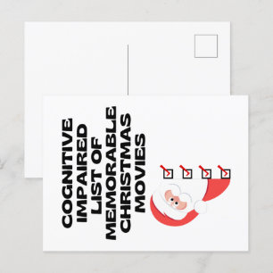 Funny Cognitive Christmas Movie List Holiday Postcard