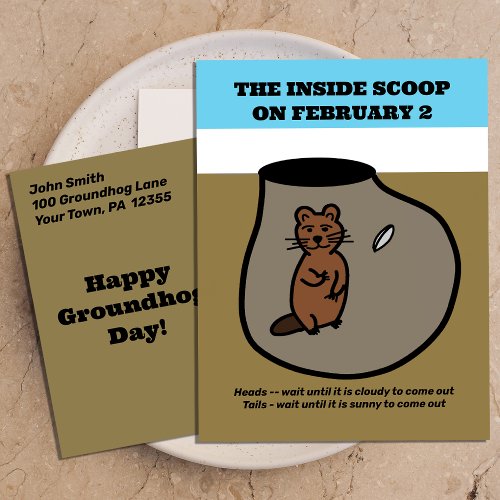 Funny Coin Toss Groundhog Day Postcard