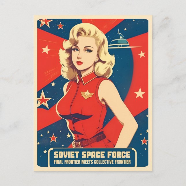 Funny Cold War Soviet USSR Space Race Humor Postcard (Front)