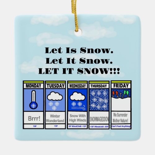 Funny Cold Weather Forecast Christmas Ornament