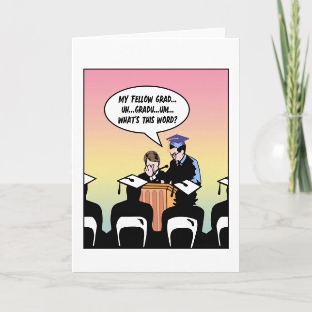 Funny College High School Graduation Speech Card (Front)