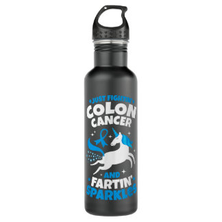 Funny Colon Cancer Fighter Fighting Unicorn Quote Stainless Steel Water Bottle