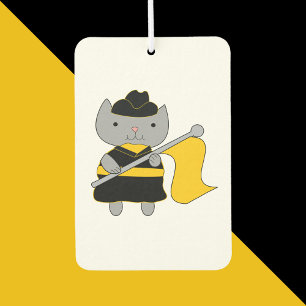 Funny Color Guard Kitten Flag Black Yellow Air Freshener